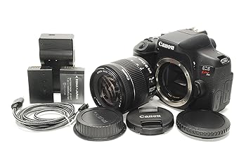 【中古】(未当てはめる品)Canon デジタル一眼一眼レフ写真機 EOS Kiss X8i 水晶体一揃いの道具 EF-S18-55粍 F3.5-5.6 IS STM 属する KISSX8I-1855ISSTMLK