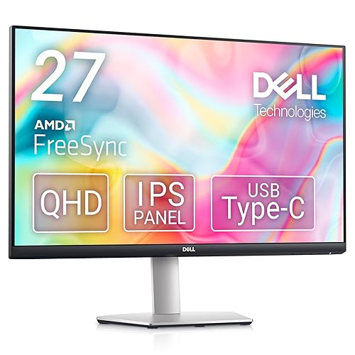 【中古】Dell S2722DC 27in 管する (3年次無輝点取り替えっこ引きうける/QHD/IPS非光輝/USB Type-C・ HDMIx2/sRGB 99%/縦横回転させる・高さ合わせる/4ms/75サイクル/AMD FreeSync