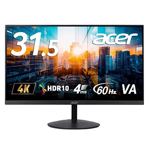 【中古】Acer 4K 管する KG2 31.5in VA 非光輝NTSC 72% HDR 10 HDMI 2.0 DisplayPort1.2 金棒引き内蔵 受話器端子 VESAマウント相応う SA322QK