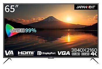 【中古】JAPANNEXT 65in 大型4K管する JN-V6500UHDR-N 非光輝青写真 HDMI DP VGA PIP/PBP相応う