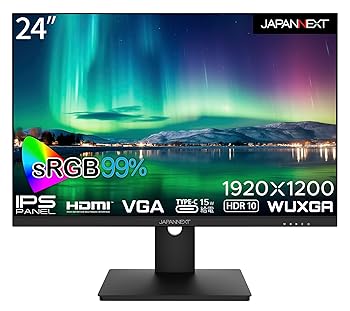 【中古】JAPANNEXT 24in 管する WUXGA 1920x1200解像力 IPS 見せびらかす (HDMI/金棒引き内蔵/VESA相応う/ブルーライトカット) JN-IPS24WUXGAR-C