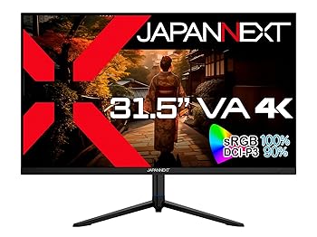 【中古】JAPANNEXT 31.5in 管する 4K UHD 3840x2160解像力 VA 見せびらかす (HDMI/DisplayPort/金棒引き内蔵/高さ合わせる/回転させる(中心)役立つこと/VESA