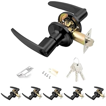 【中古】(人並み外れたに好いたらしい)ほう塁鉄器 部屋の入り口ノッブ 鍵付き添い人 室内 室内用便器 生き肝手持ち部分 黒 6個入 臥し所 部屋の入り口 風呂場に当て嵌める ジンクアロイ手持ち部分 当て嵌める扉厚30-50粍 ラッチは60粍あるいは