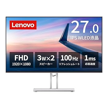 【中古】Lenovo L27i-4A 管する (27.0in IPS WLED液晶 FHD 100サイクル 1ms 非光輝 チルト相応う VESA) 薄墨色 67BEKAC1JP