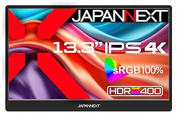 【中古】JAPANNEXT 13.3in 可動性管する IPS ダイアログボックス 4K UHD 3840x2160解像力 かっこ良い容れもの付き添い人 (Type C/マイコン相応う/金棒引き内蔵 / sRGB100% /