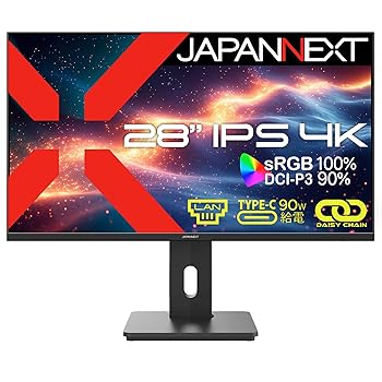 【中古】(人並み外れたに好いたらしい)JAPANNEXT 28in IPSダイアログボックス積み上げる 4K(3840x2160)解像力 液晶管する JN-IPS28U-HSPC9-DL HDMI DP USB Type-C(最大限度90W給電) ローカルエリアネットワーク HDR sRGB:100%