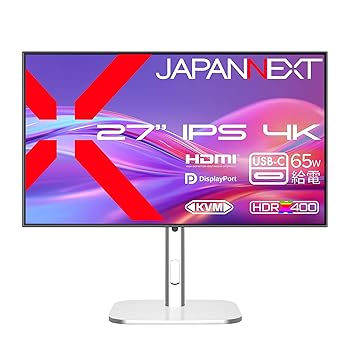 【中古】JAPANNEXT 27in IPSダイアログボックス積み上げる 4K(3840x2160)解像力 液晶管する JN-IPSB27U-HSPC6 HDMI DP USB-C(最大限度65W給電) sRGB:100% DCI-P3:98% HDR4
