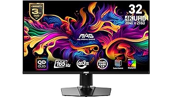 【中古】(人並み外れたに好いたらしい)msi MAG 321UP QD-OLED 32in QD-OLED 3840 x 2160 (UHD) 管する 165サイクル アダプティブ同期調整 HDMI 見せびらかす界面 VGA界面 VESAマウント