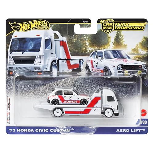 【中古】(非常に良い)Hot Wheels Team Transport 73 ホンダ シビック カスタム エアロリフト #80、1:64スケールモデル。