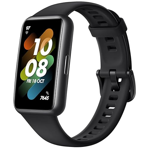 【中古】(未当て嵌める品)HUAWEI Band 7 スマートウォッチ フルビューディスプレイ1.47in 2週守りつづける乾電池 心臓の鼓動計 グラファイトブラック【日本定め事代わりになる店品】 LEA
