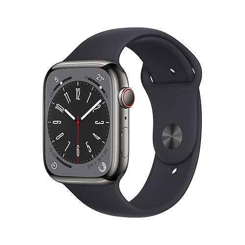 【中古】(人並み外れたに似つかわしい)【扶養済み品】Apple Watch Series 8 (GPS + Cellular模範例) - 45粍 グラファイトステンレススチールケースと夜夜中運動競技ダンス楽隊