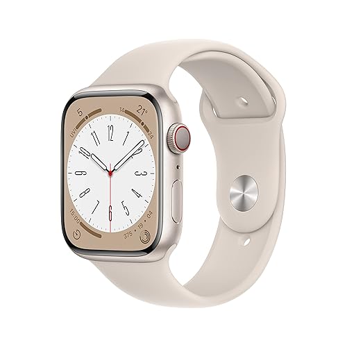 【中古】【保全済み品】 Apple Watch Series 8 (GPS + Cellular青写真) - 45粍 スターライトアルミニウムケースとスターライトスポーツバンド (保全済み