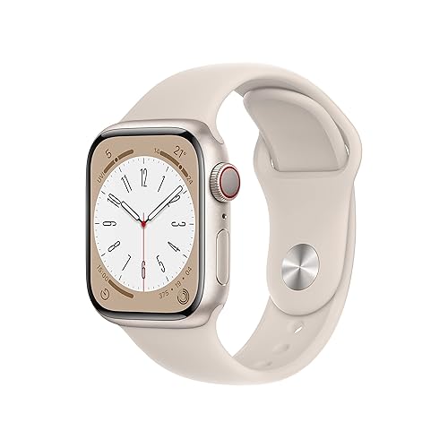 【中古】【保全済み品】 Apple Watch Series 8 (GPS + Cellular青写真) - 41粍 スターライトアルミニウムケースとスターライトスポーツバンド