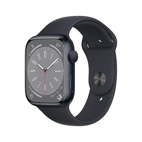 【中古】(未当て嵌める品)【持続済み品】Apple Watch Series 8 (GPSひな形) - 45粍 ミッドナイトアルミニウムケースと真夜中運動競技ダンス楽隊