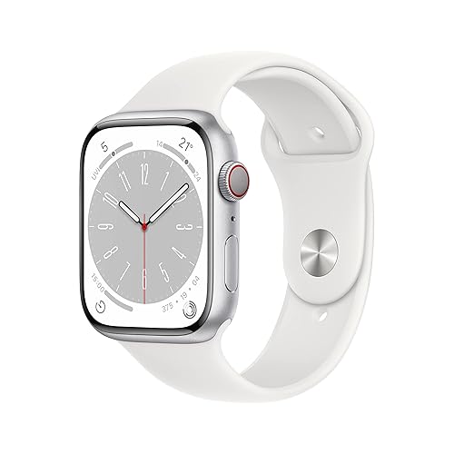 【中古】【扶養済み品】Apple Watch Series 8 (GPS + Cellular模範例) - 45粍 シルバーアルミニウムケースと白いこと運動競技ダンス楽隊