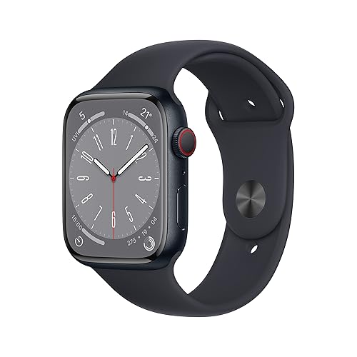 【中古】【持続済み品】Apple Watch Series 8 (GPS + Cellularひな形) - 45粍 ミッドナイトアルミニウムケースと真夜中運動競技ダンス楽隊