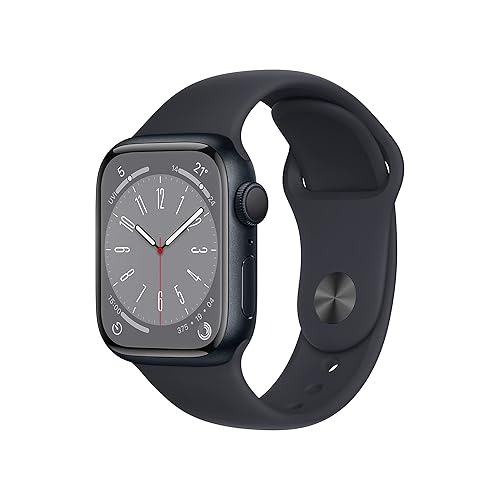 【中古】(未当て嵌める品)【持続済み品】 Apple Watch Series 8 (GPSひな形) - 41粍 ミッドナイトアルミニウムケースと真夜中運動競技ダンス楽隊 (持続済み品)
