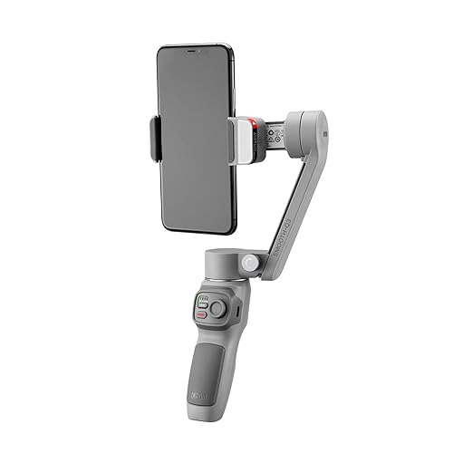 【中古】【国内定め事引きうける品】 zhi yun ZHIYUN スマホ用ジンバル SMOOTH Q3 3軸安定器 内蔵LED点火装置 横すべり折りたたみ遣りくち 軽さ340g 薄墨色 086