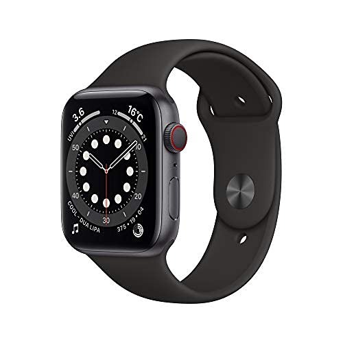 【中古】(未当て嵌める品)【保全済み品】 Apple Watch Series 6 (GPS + Cellular青写真) - 44粍 スペースグレイアルミニウムケースと黒いこと運動競技ダンス楽隊 (保全済み品)