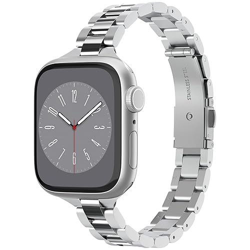 【中古】(人並み外れたに好いたらしい)Apple Watch ダンス楽隊 42／41／40粍【Apple Watch SE3／11／10／9／8／7／SE2／SE／6／5／4 相応う】 ステンレス鋼製 互換性のない しろがね色 合わせる能力のある 合わせる物の具付き添い人