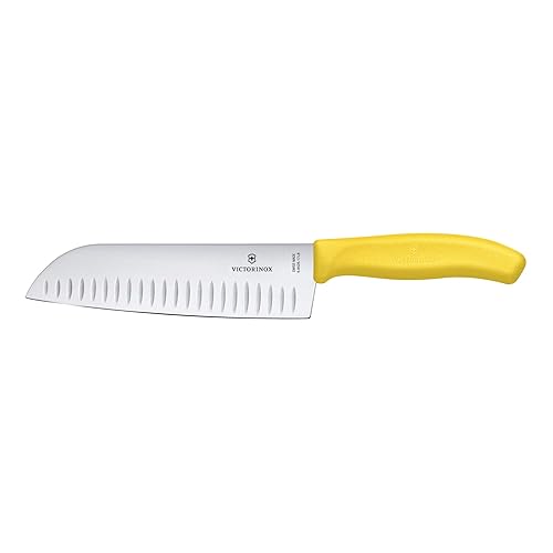 【中古】VICTORINOX(ビクトリノックス) 三徳包丁 食洗機対応 肉 魚 野菜 マルチに使える万能包丁 17cm 溝付 イエロー 人間工学に基づいた軽くて扱いやす｜COCOHOUSE
