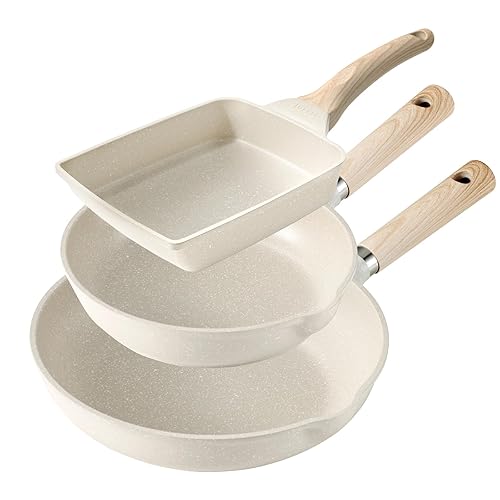 【中古】CAROTE カローテ フライパン 仕掛ける 3点 20糎フライパン 26糎 卵焼器 IH\u0026屁っ放り火相応う PFOAなどの有毒物不当て嵌める 5層社会システム 大理石厚地の外套 軽さ 1