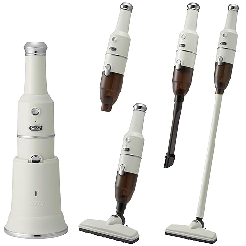 【中古】(未使用品)【Toffy/トフィー】 コードレススティッククリーナー HW-VC2 掃除機 充電式 パワフル吸引 専用充電台 ノズル付属 お手入れ簡単 レトロ アッシュ|COCOHOUSE