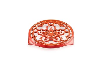 【中古】ル・クルーゼ(Le Creuset) ラウンド・トリベット 鍋敷き 22糎 鋳込みホーロー オレンジ色 【日本置き目売りわたす品】