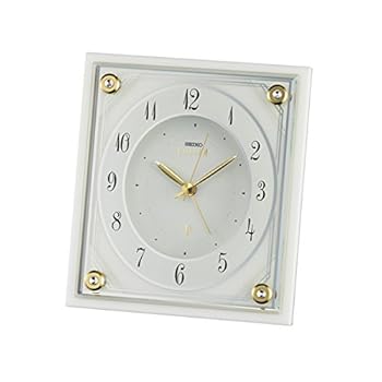 【中古】(セイコークロック) SEIKO CLOCK EMBLEM 象徴 石英置き時計 HR592W 目覚まし時計 水晶 白マーブル アナログ