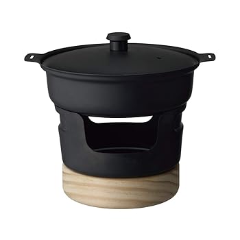 【中古】(非常に良い)ドウシシャ 鉄なべ ミニ 470ml 固形燃料 ブラック レシピ付き LivE|COCOHOUSE