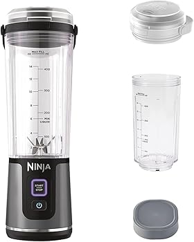 【中古】(未当て嵌める品)Ninja Blast コードレスミキサー BC151JBK 加えること瓶付仕掛ける（黒いこと×白いこと）
