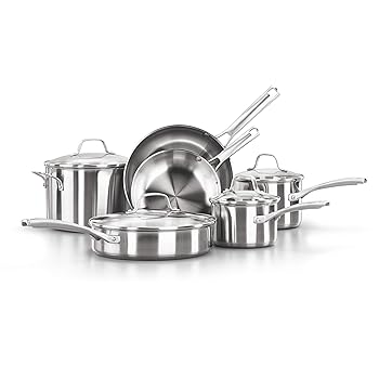 【中古】(未当て嵌める品)Calphalon 1891242 Classic Stainless Steel 10 Pc. Cookware Set