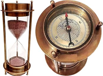【中古】(未当て嵌める品)THORINSTRUMENTS (デバイス付き添い人) 海上金管楽器羅針盤一覧表かざり付ける付き添い人7\" 航する金管楽器の砂のタイマー砂漏 金管楽器"
