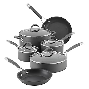 【中古】Circulon 83903 Radiance Hard Anodized Nonstick Cookware Pots and Pans Set, 10 Piece, Gray