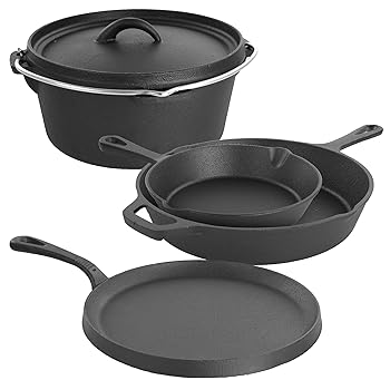 【中古】MegaChef(メガ料理人) オーヴン相応う 鋳鉄膳立て物の具仕掛ける 5個仕掛ける 黒いこと