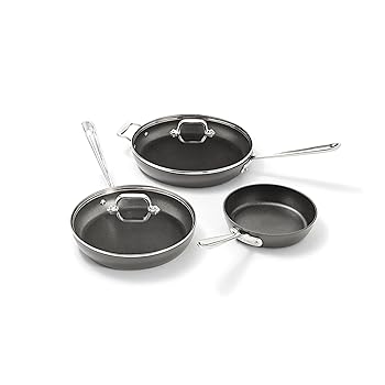 【中古】All-Clad HA1 硬質アルマイトテフロン加工フライパンセット ? 調理器具5点 8インチ 10インチ 12インチ 蓋付きフライパン IH対応 オーブン対応｜COCOHOUSE