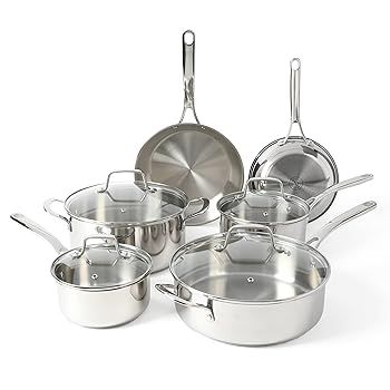 【中古】(未当てはめる品)Martha Stewart Castelle 10平和条約 18／8 思わしいなステンレス鋼スチール写真 IH相応う 非病原性 3重底 勝手もと 鍋とフライパン 膳立て手道具書き割り - 食器洗い機