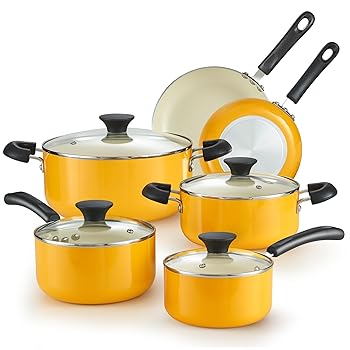 【中古】(未当て嵌める品)Cook N Home Pots and Pans Set Nonstick, 10-Piece Ceramic Kitchen Cookware Sets, Nonstick Cooking Set with Saucepans, Frying Pans, Dutch