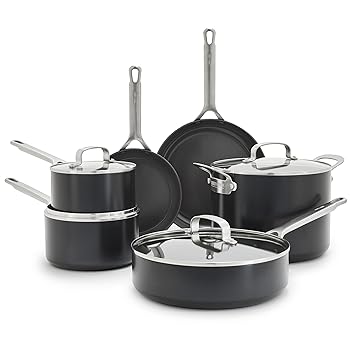 【中古】GreenPan x Bobby Flay ハードアルマイトノンスティック 10点 膳立て物の具仕掛ける PAS無償性 陶芸鍋 フライパン IH相応う フライパン 出どころ食麺麭