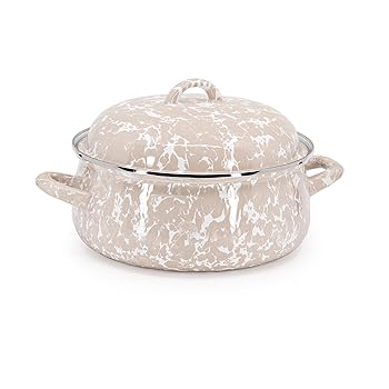【中古】(未使用品)Golden Rabbit エナメルウェア トープ渦巻き模様 4クォート ダッチオーブン|COCOHOUSE
