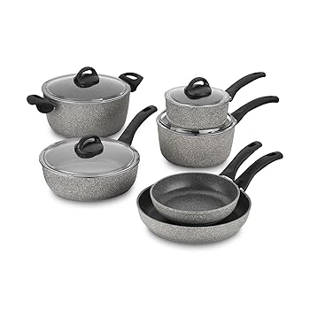 【中古】(未当て嵌める品)Ballarini (バラリーニ) パルマ鍛えるアルミノンスティック膳立て物の具仕掛ける 10点 御影石 75001-652