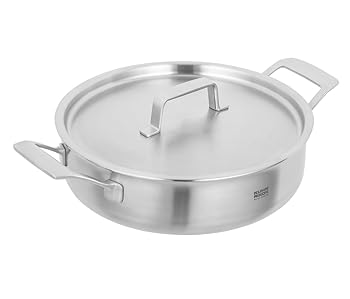 【中古】(未当て嵌める品)KUHN RIKON 一皿分の料理 五重 浅型キャセロール鍋 24糎／3L オーヴン相応う 膳立て食麺麭 ステンレス鋼蓋付.IHキャセロール皿.食洗機相応う膳立て物の具引き受ける