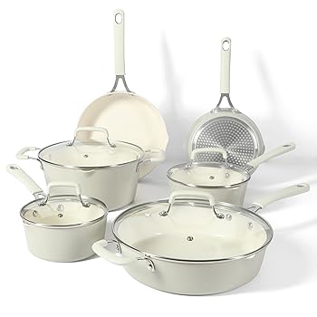【中古】Martha Stewart Heathland 割り増し金 ノン突っ支い棒 PFA無償性 陶芸 室内装飾 テーパーアルミニウム膳立て物の具10点仕掛ける リネンホワイ
