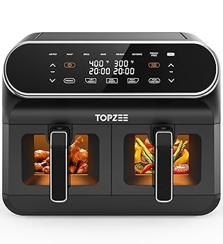 【中古】TOPZEE 8クオート 大型エアフライヤー - デュアルバスケットエアフライヤー 見分かりやすい窓付き添い人 予熱、大気圏飛球、焙ずる、焼き物、焼き、干上がる、2