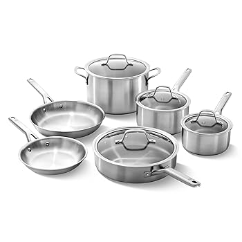 【中古】Calphalon ステンレス鋼スチール写真 膳立て物の具10点仕掛ける