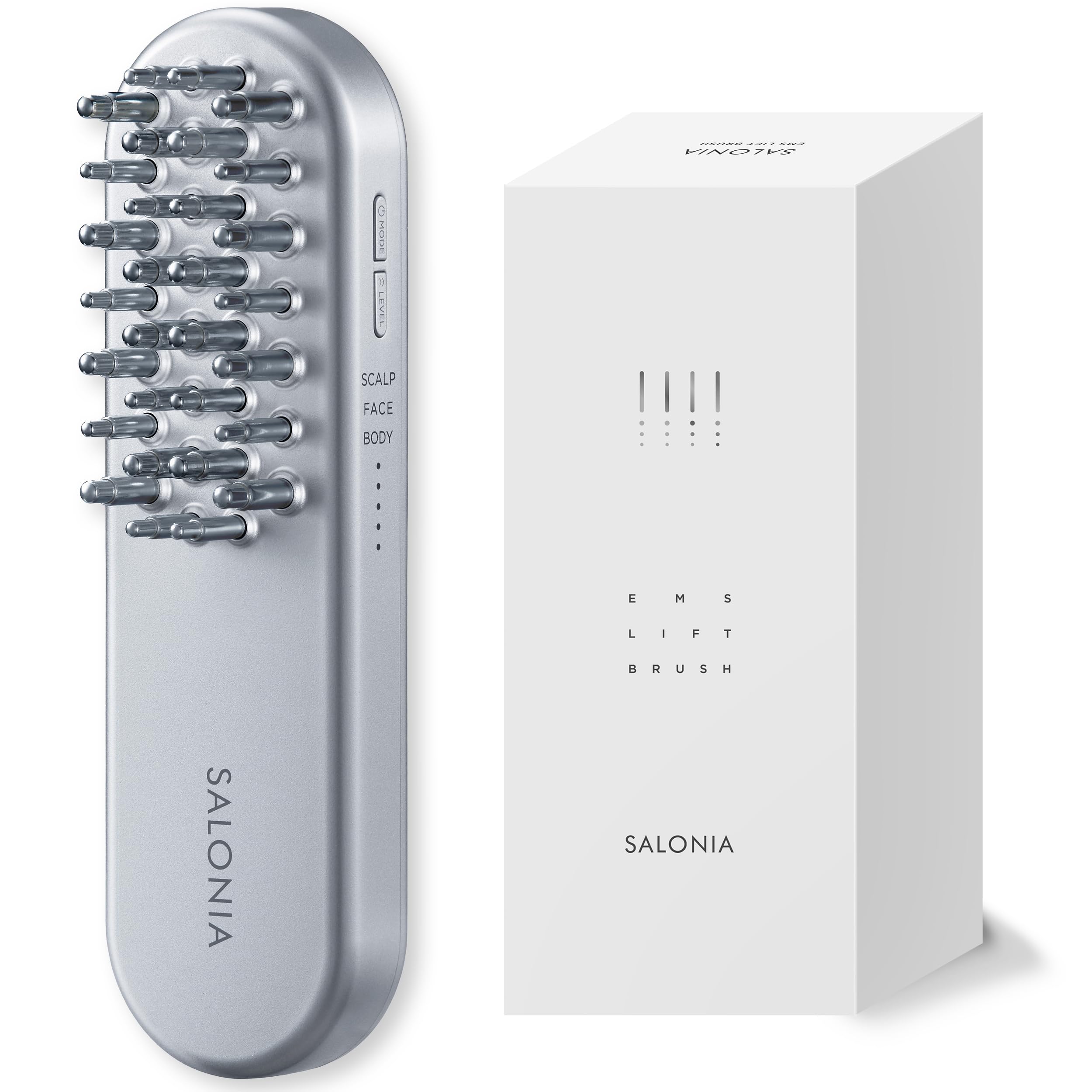 【中古】SALONIA サロニア EMS 昇降機毛はらい 灯し火毛はらい 美顔器 電動頭皮毛はらい 昇降機膨れ上がる 電動頭皮ブラシ-美容・健康家電