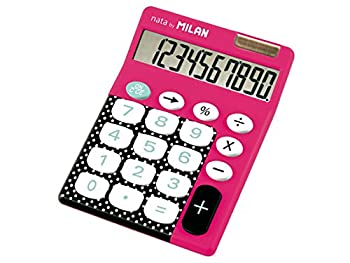 【中古】［物質の状態好ましい］ミラン 10桁 計算器 ビッグ手がかり 150610DBRBL 点点サクラ色×黒いこと