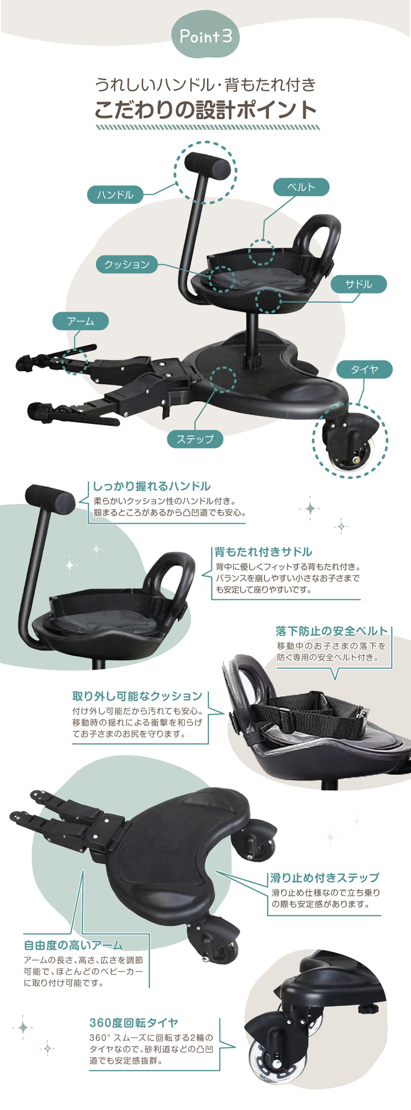 超人気商品COCOLOOQ ベビーカーステップハンドル付き 楽天市場】【LINE追加5%OFF】＼楽天ランキング1位／ベビーカー