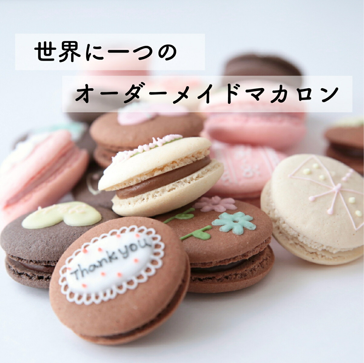 ありがとうマカロンギフト 手描きメッセージ イラスト入り 5個入り