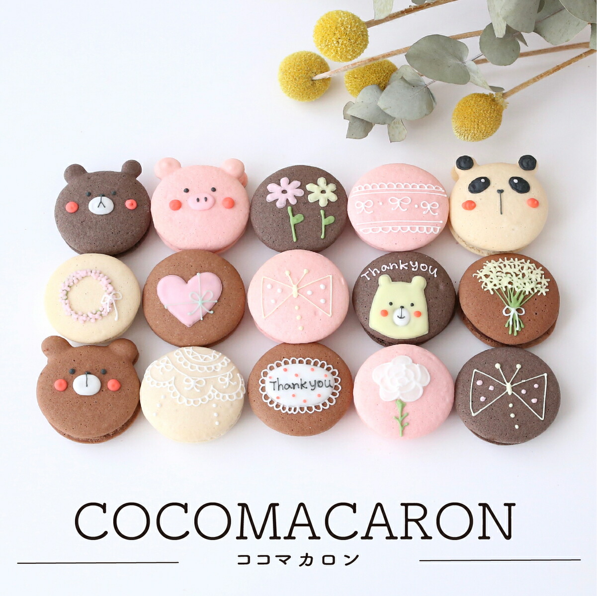 楽天市場 大人気 かわいい動物マカロンギフト手描きイラスト入りマカロン 9個入り ココマカロン
